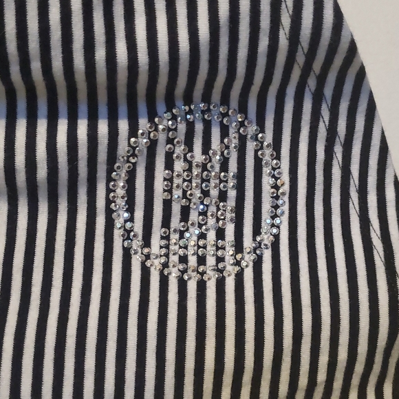 Michael Kors women's S black & white striped cold shoulder shirt - Picture 2 of 5